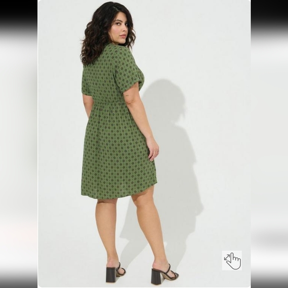 Torrid Mini Rayon Slub Button Front Fit N Flare Dress - Picture 2 of 5